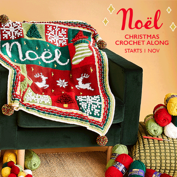 Sirdar Christmas CAL Crochet Along Nordic NOEL Blanket - 11 x Hayfield Bonus DK Yarns & Label Bundle